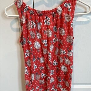 Floral Red Sleeveless Top